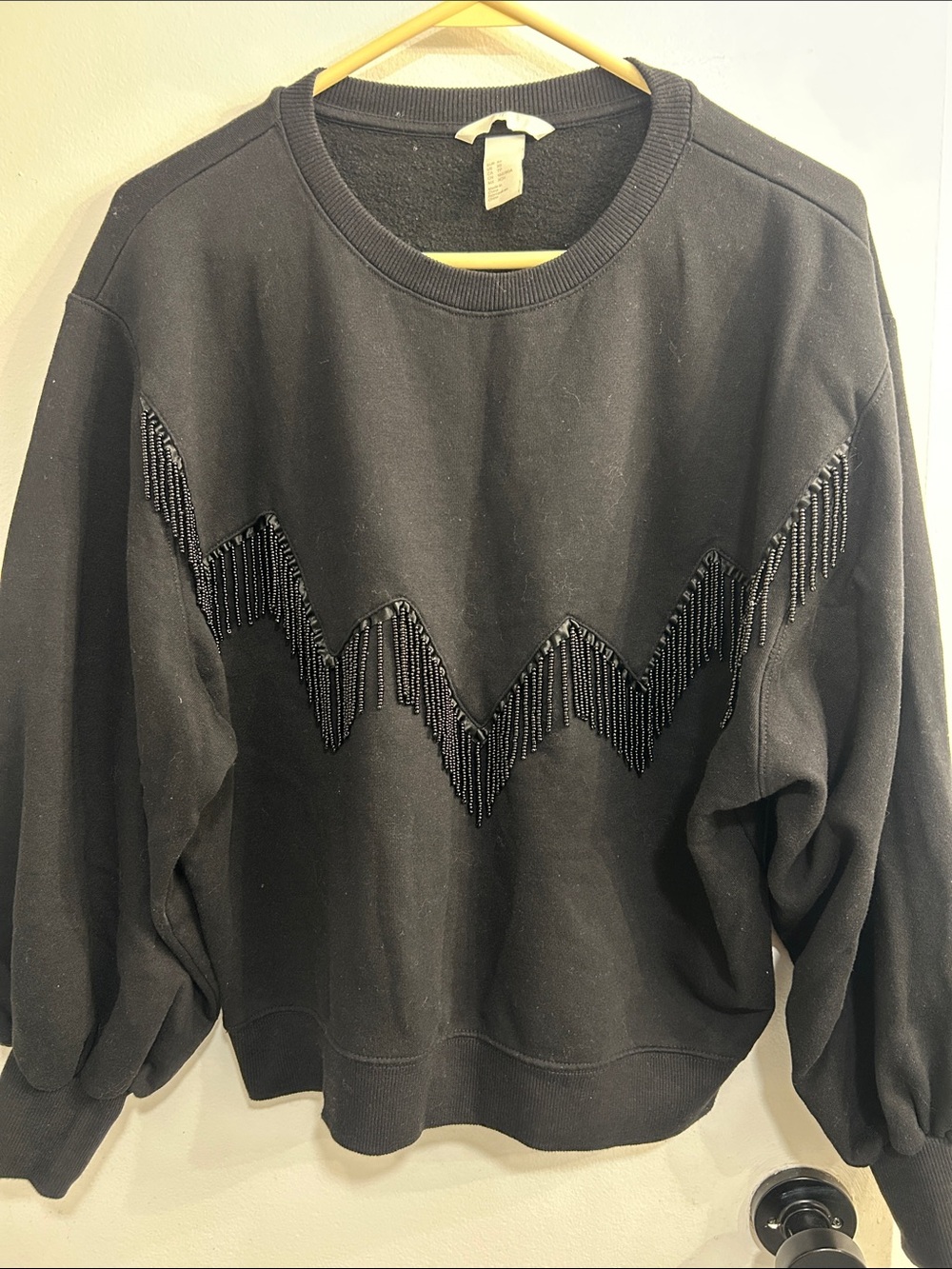 H&M Black Beaded Chevron Sweatshirt - Women